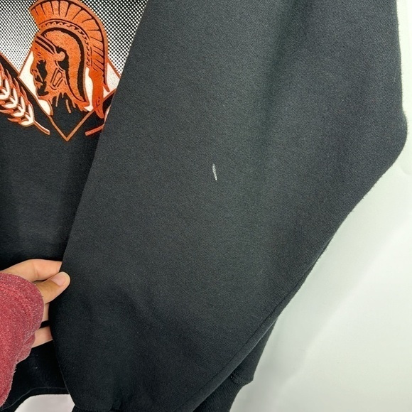 Vintage Cambridge Trojans Black High School Crewneck Sweatshirt 80s Large - Picture 9 of 9